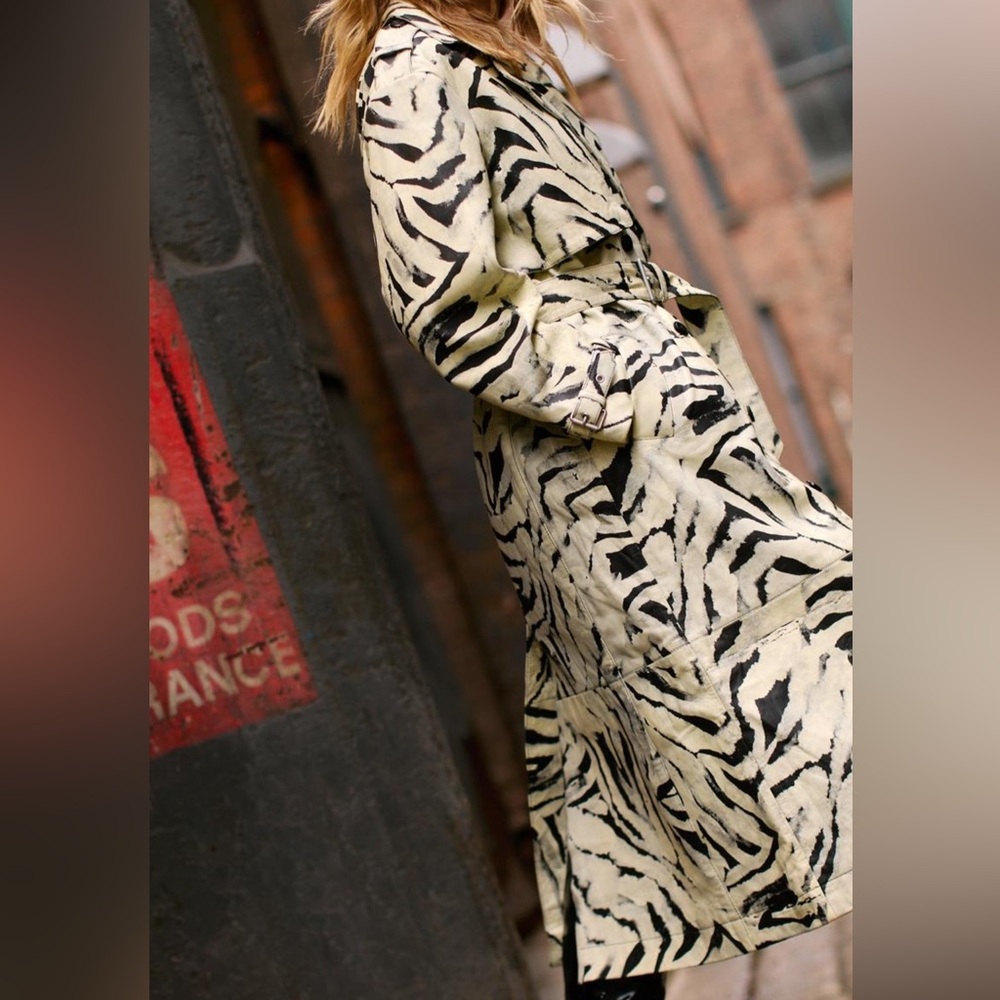 Women's Zebra Print Trench Coat